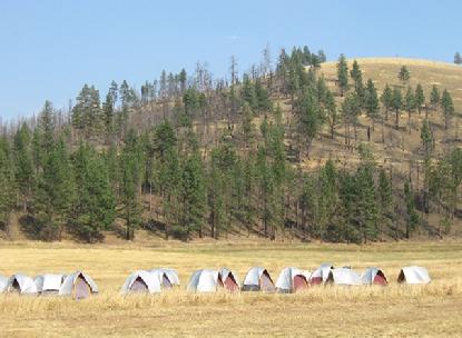 These are the pup tents where firefighters sleep! 